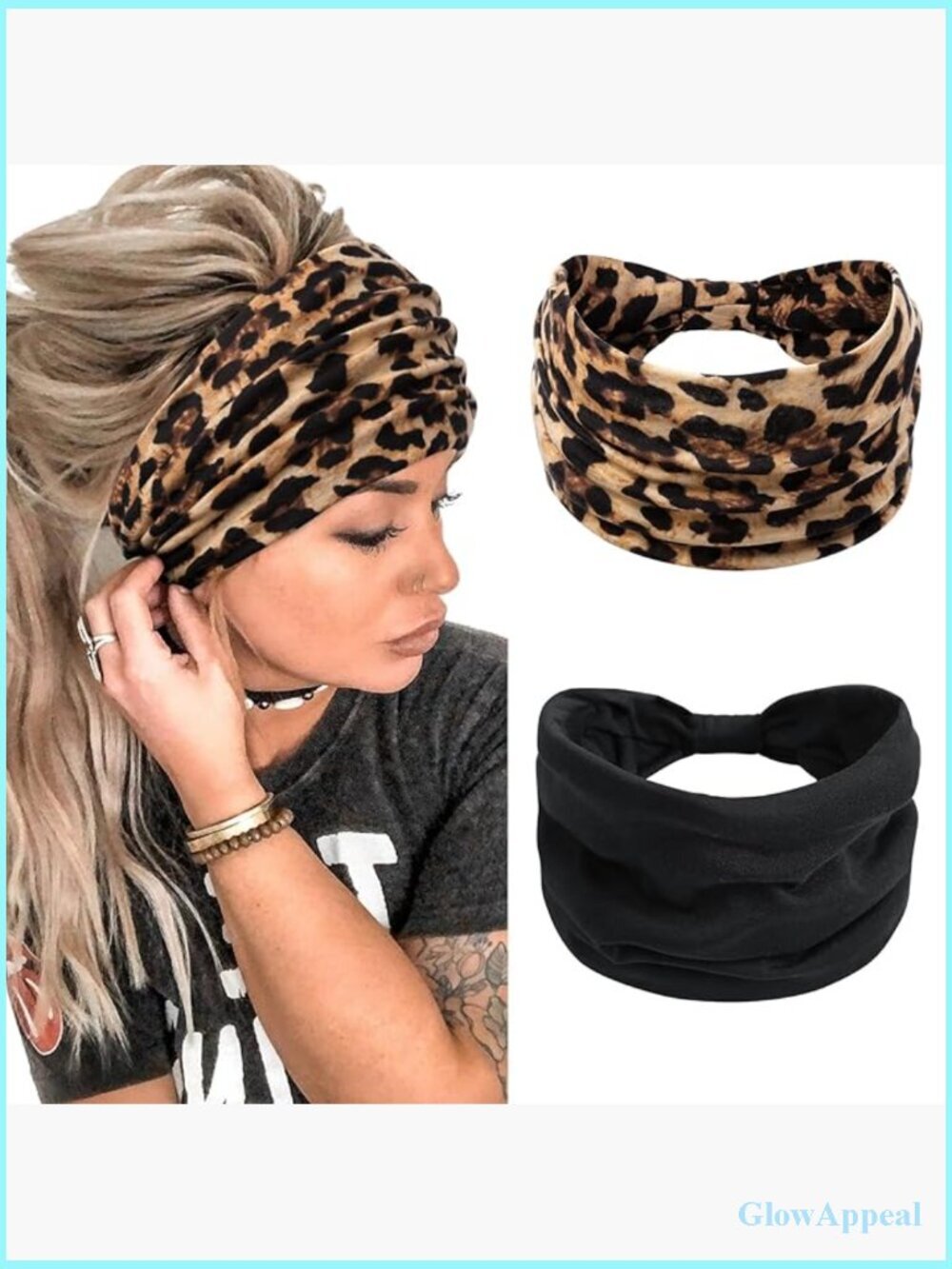 Wide Non Slip Boho Knotted Headbands for Women Workout Yoga Turban Head Wraps